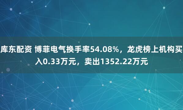 库东配资 博菲电气换手率54.08%，龙虎榜上机构买入0.33万元，卖出1352.22万元