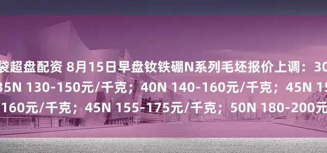 口袋超盘配资 8月15日早盘钕铁硼N系列毛坯报价上调：30N 110-130元/千克；35N 130-150元/千克；40N 140-160元/千克；45N 155-175元/千克；50N 180-200元/千克